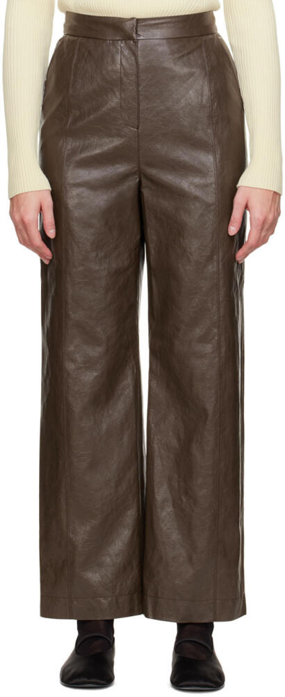 LVIR Brown Grained Faux-Leather Pants Cover