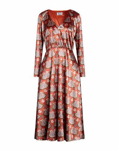 Niū Woman Midi dress Rust Acetate, Polyester Cover