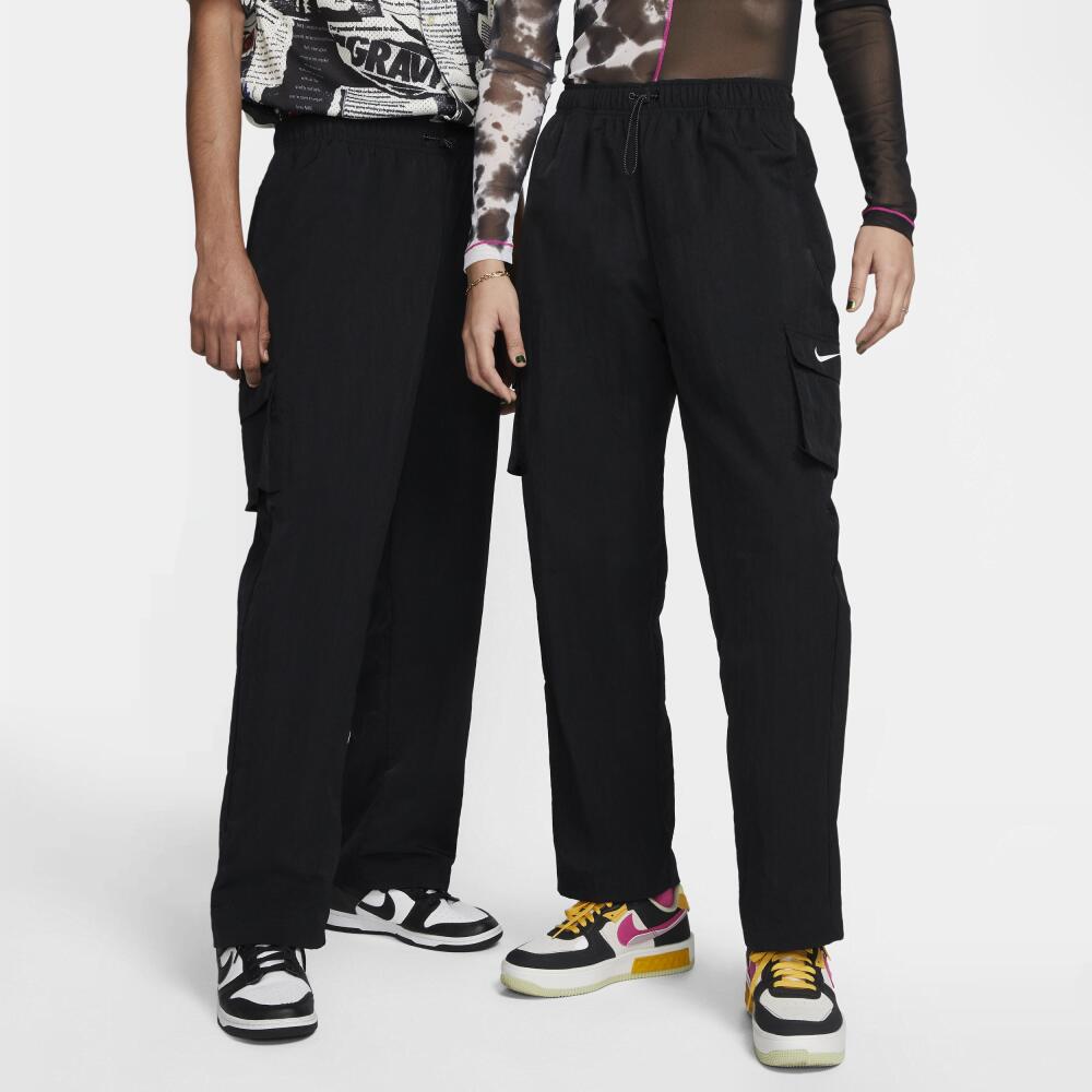 Women's Nike Sportswear Essential High-Rise Woven Cargo Pants in Black Cover