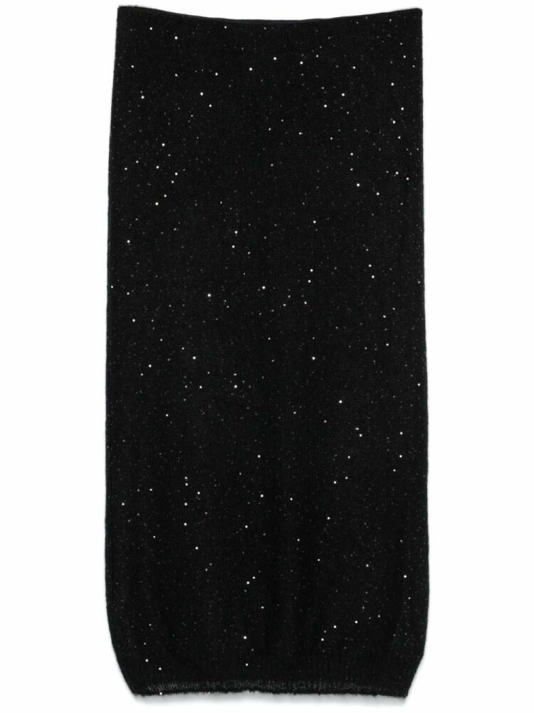 Nude sequin-embellished midi skirt - Black Cover