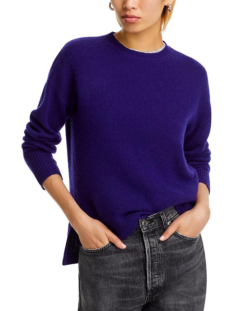 Aqua Cashmere Drop Shoulder High Low Crewneck Sweater - Exclusive Cover