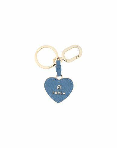 Furla Furla Magnolia Keyring Heart - Metallo+ares Woman Key ring Slate blue Metal, Soft Leather Cover