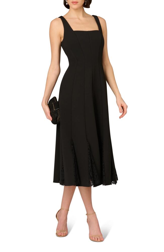 Aidan Mattox by Adrianna Papell Bonded Crepe Midi Cocktail Dress in Black Cover