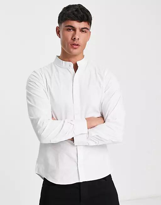 Bolongaro Trevor slim fit grandad shirt-White Cover