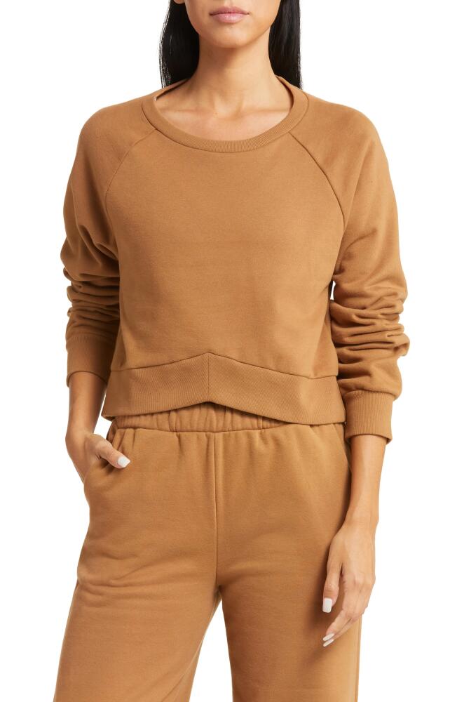 Beyond Yoga Uplift Crop Sweatshirt in Toffee Cover