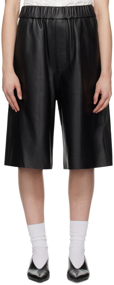 AMI Paris Black Bermuda Leather Shorts Cover