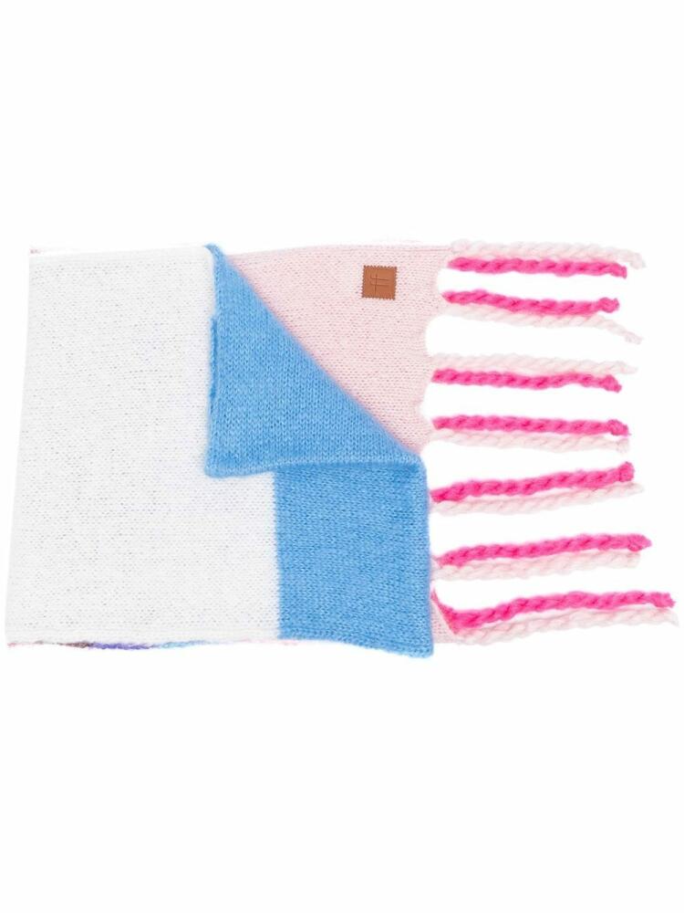 Forte Forte fringed colour-block scarf - Pink Cover