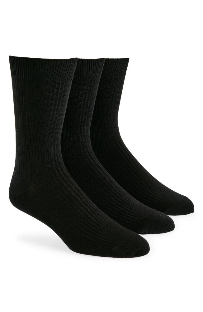 Nordstrom 3-Pack Ribbed Crew Socks in Black Cover