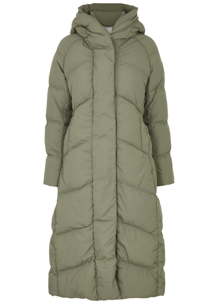 Canada Goose Women's Large Sage Marlow Quilted Shell Parka Coat - Hooded Style & Longline Shape Cover