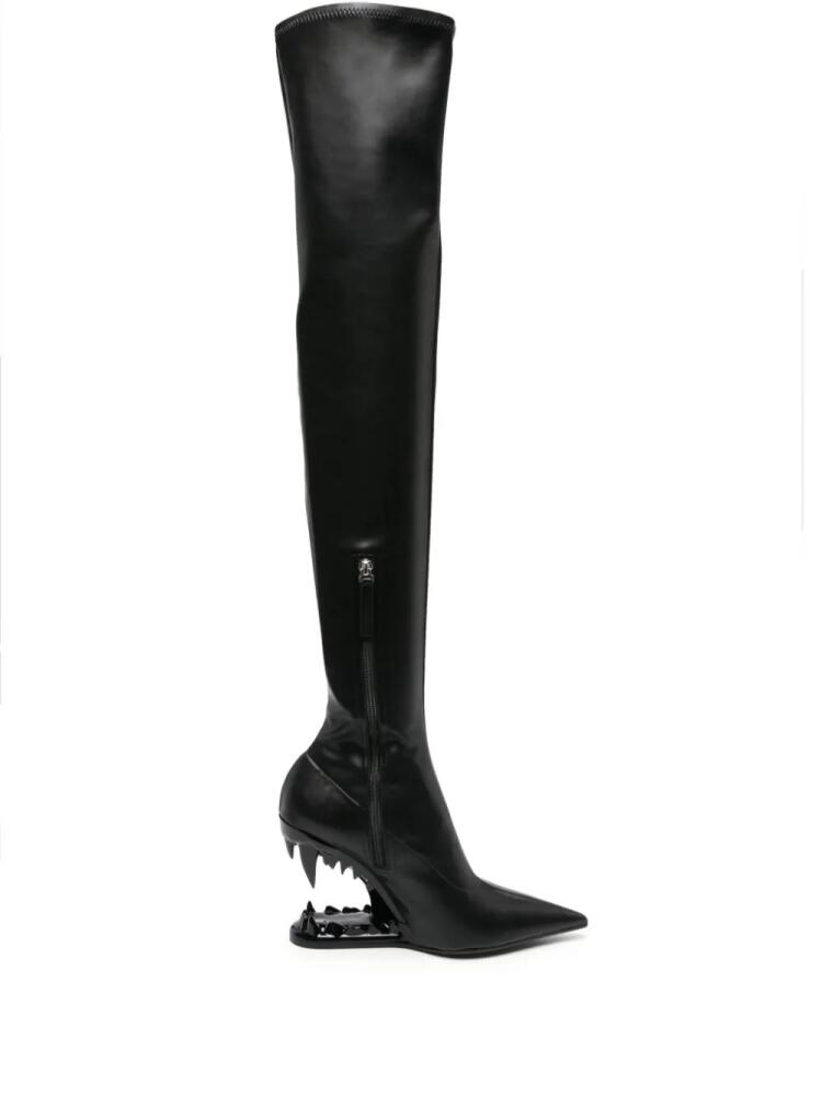 GCDS Morso 110mm leather knee-length boots - Black Cover