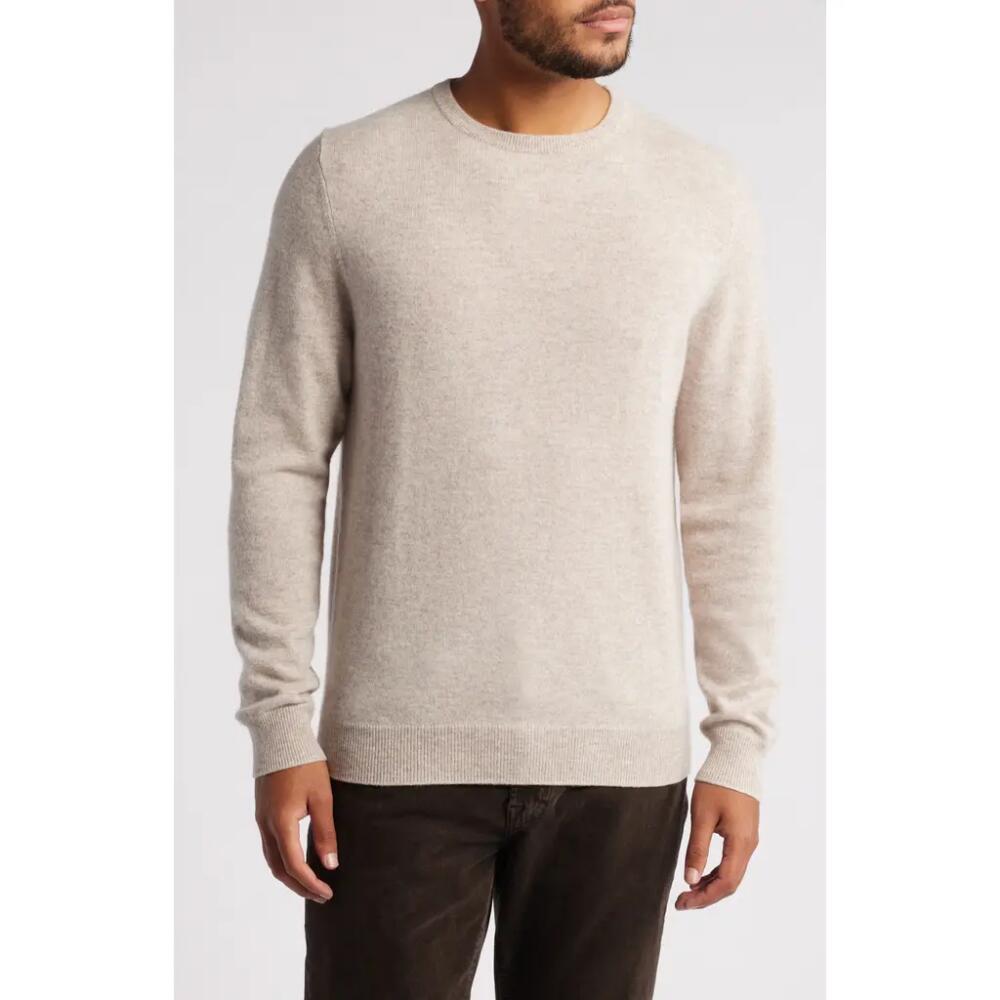 Nordstrom Cashmere Crewneck Sweater in Tan Oxford Heather Cover