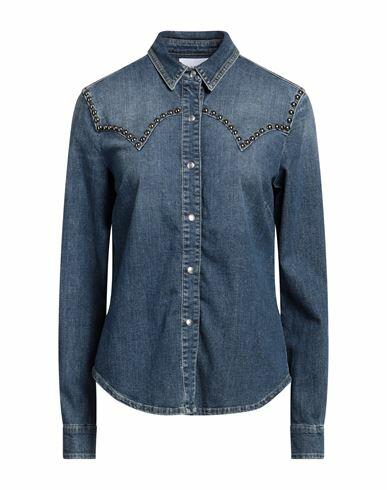 Gaëlle Paris Woman Denim shirt Blue Cotton, Elastane Cover