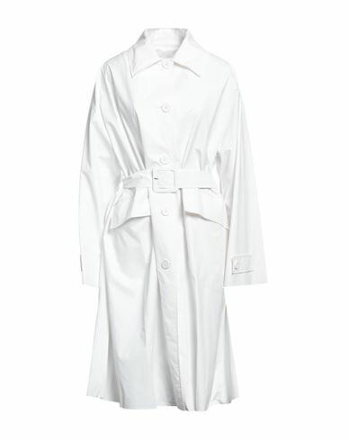 Mm6 Maison Margiela Woman Overcoat & Trench Coat White Cotton, Polyurethane coated Cover