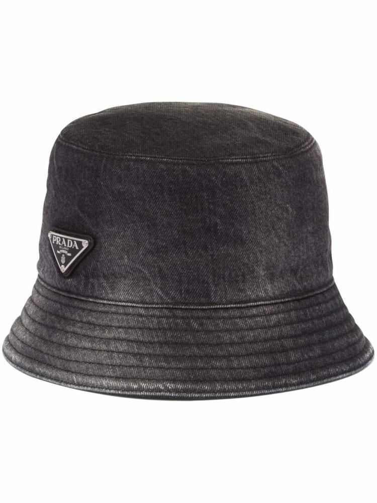 Prada triangle-logo denim bucket hat - Black Cover