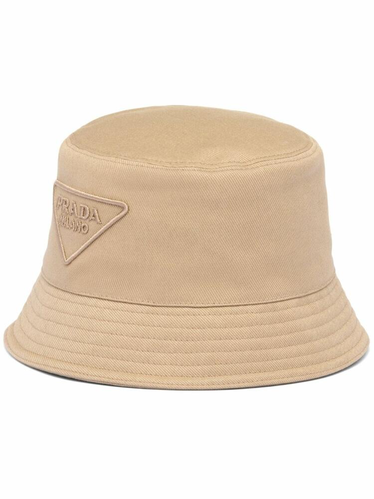 Prada logo-embroidered bucket hat - Neutrals Cover