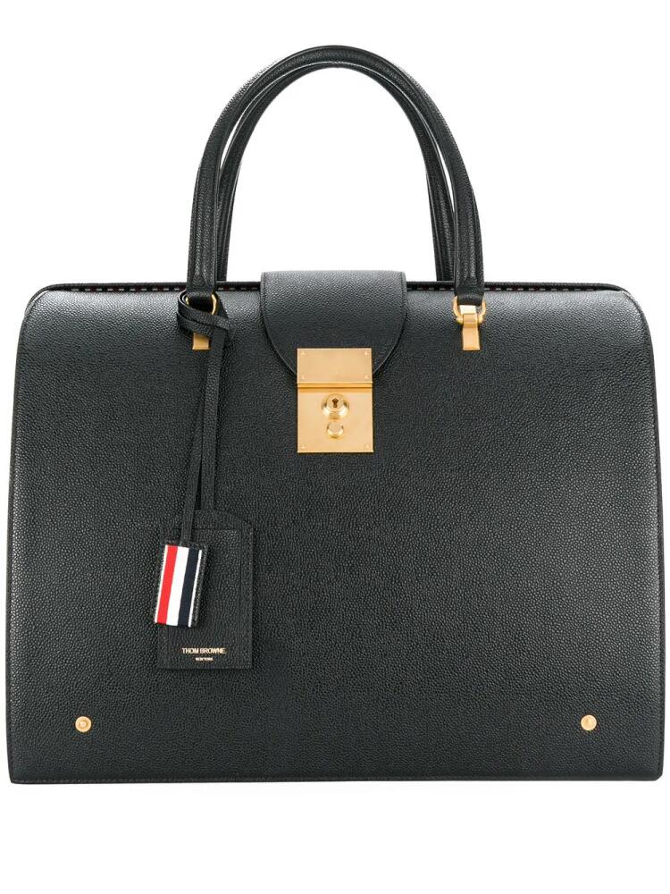 Thom Browne Mr. Thom pebbled-leather holdall - Black Cover