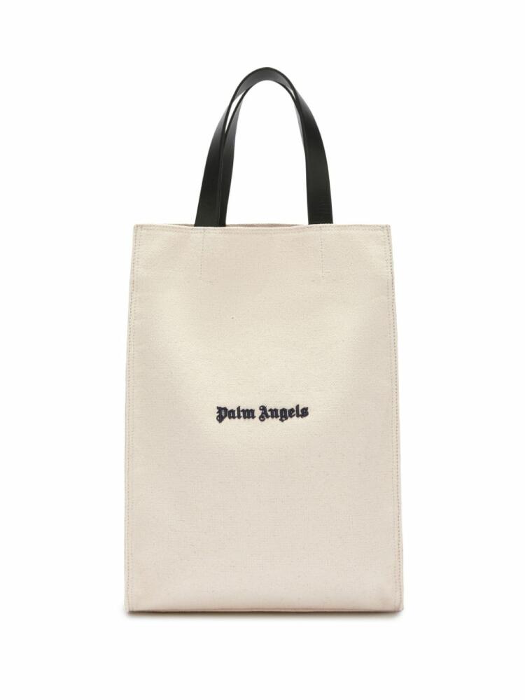 Palm Angels logo-embroidered cotton tote bag - Neutrals Cover