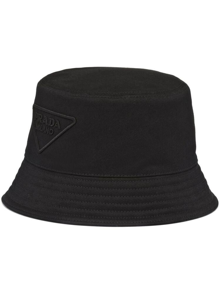 Prada logo-embroidered bucket hat - Black Cover