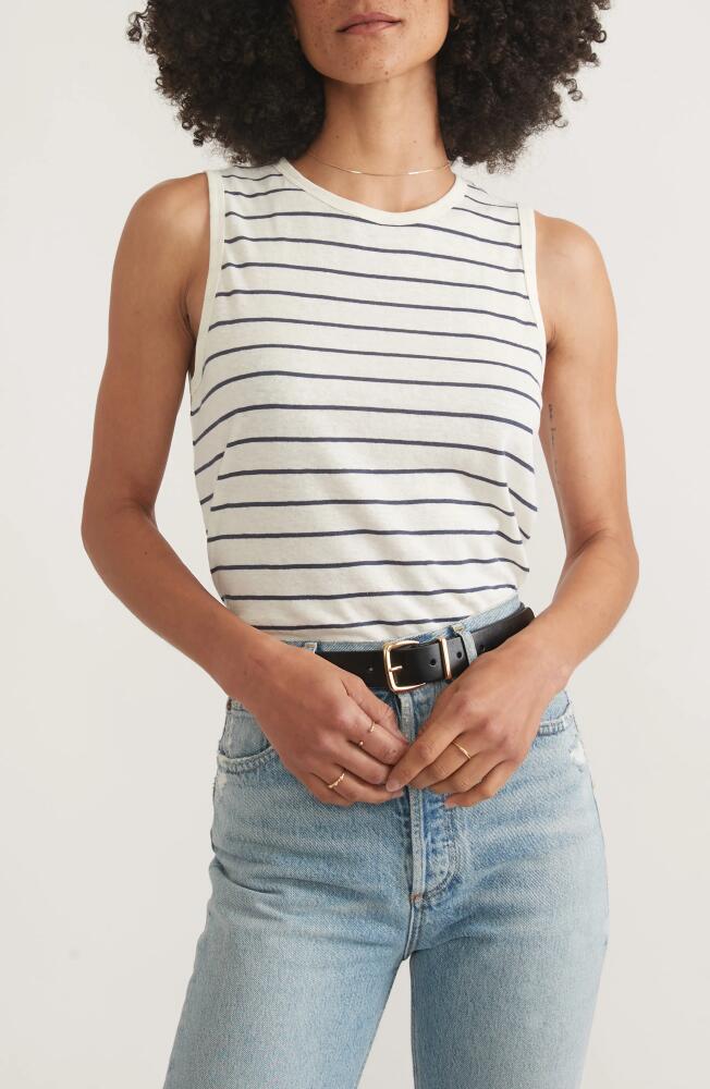 Marine Layer Stripe Hemp & Cotton Tank in Black/White Stripe Cover