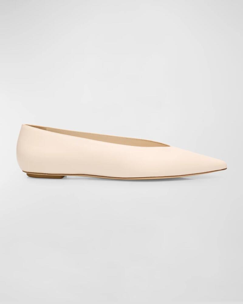 Stuart Weitzman Lina Leather Point-Toe Ballerina Flats Cover