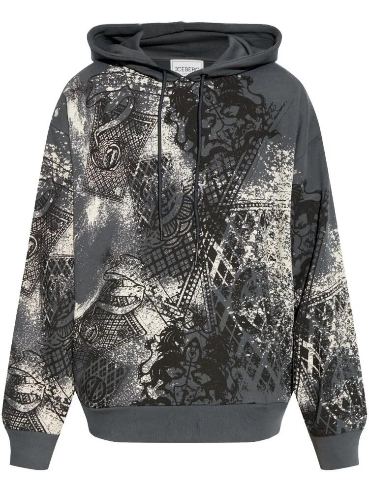 Iceberg abstract print hoodie - Black Cover