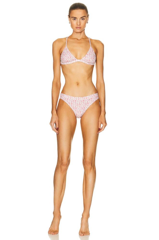 Moncler Bikini Logo Print Set in Pink Cover