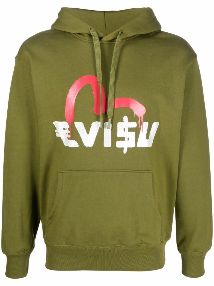 EVISU logo-print long-sleeve hoodie - Green Cover