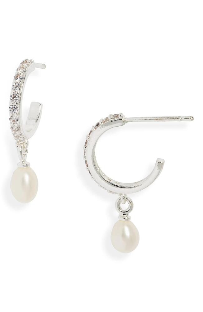 Estella Bartlett Pearl Charm Cubic Zirconia Hoop Earrings in Silver Cover