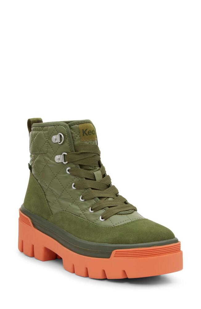 Keds® Soho Combat Boot in Green/Coral Cover