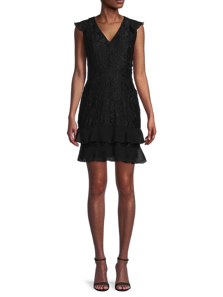 Sam Edelman Women's Tiered Lace Mini Dress - Black Cover