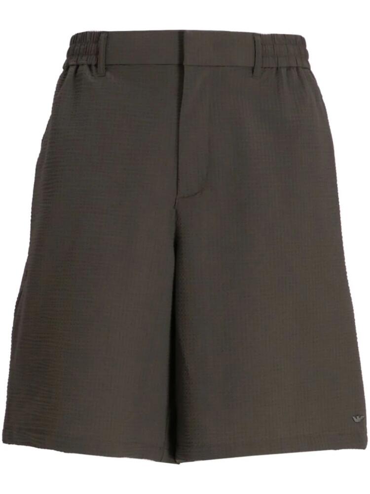 Emporio Armani wide-leg cotton shorts - Brown Cover