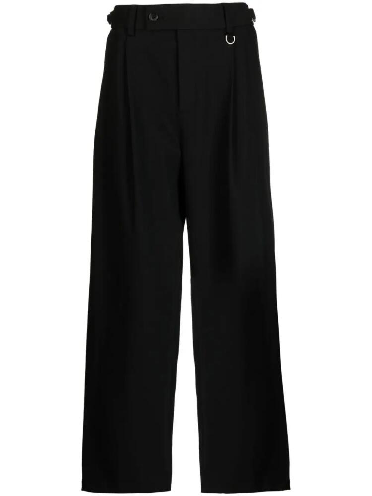 SONGZIO logo-embroidered pleated straight-leg trousers - Black Cover