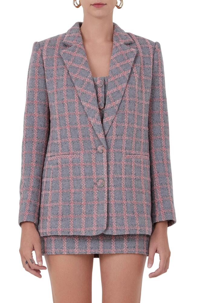 Endless Rose Plaid Tweed Blazer in Grey Cover