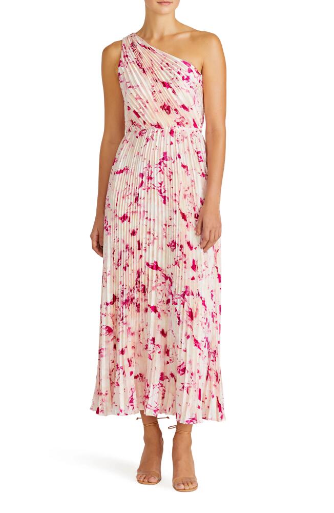 ML Monique Lhuillier Alina Pleated One-Shoulder Cocktail Dress in French Rose Cover