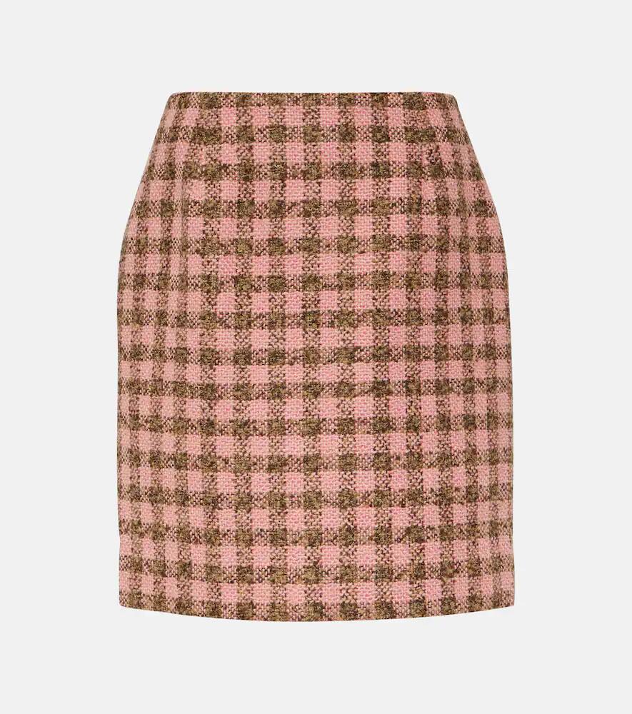 Oscar de la Renta Checked wool-blend tweed miniskirt Cover