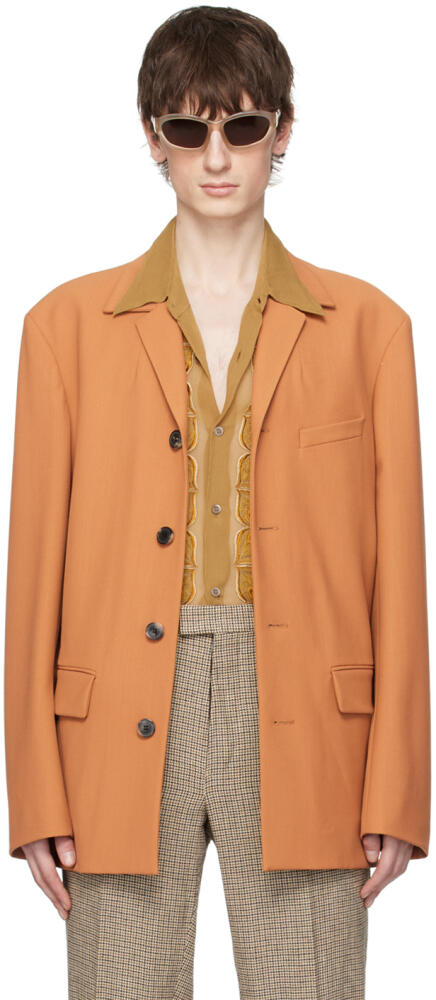 Dries Van Noten Orange Buttoned Blazer Cover