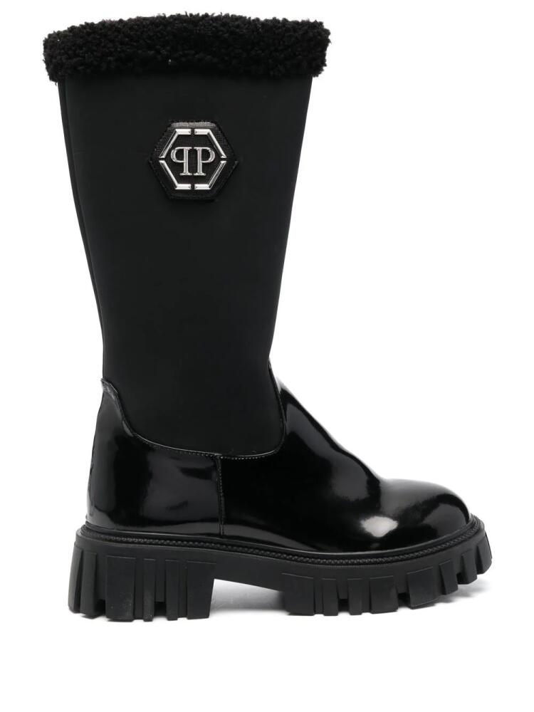 Philipp Plein logo-plaque leather boots - Black Cover