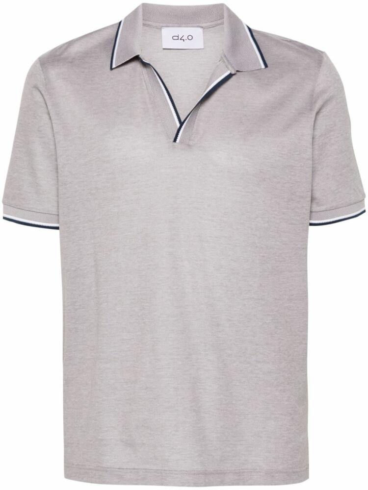 D4.0 striped-edge cotton polo shirt - Grey Cover