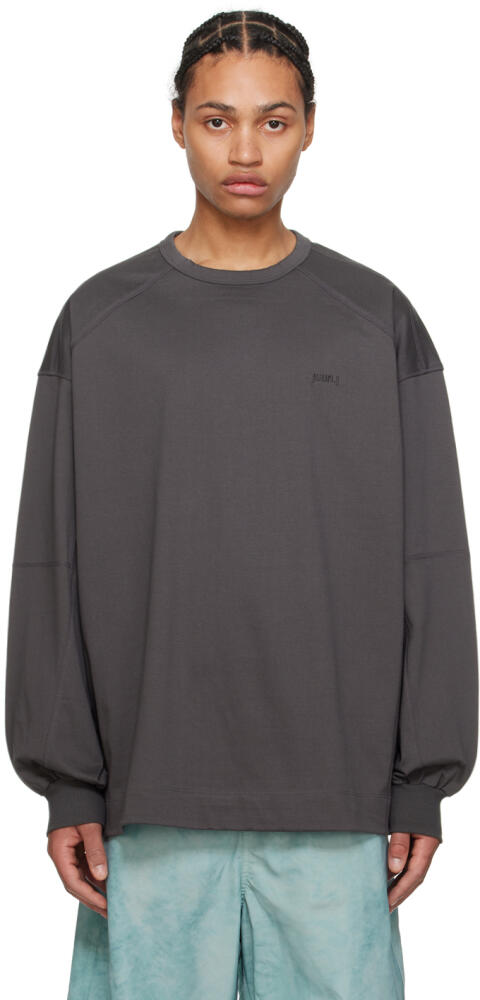 Juun.J Gray Embroidered Long Sleeve T-Shirt Cover