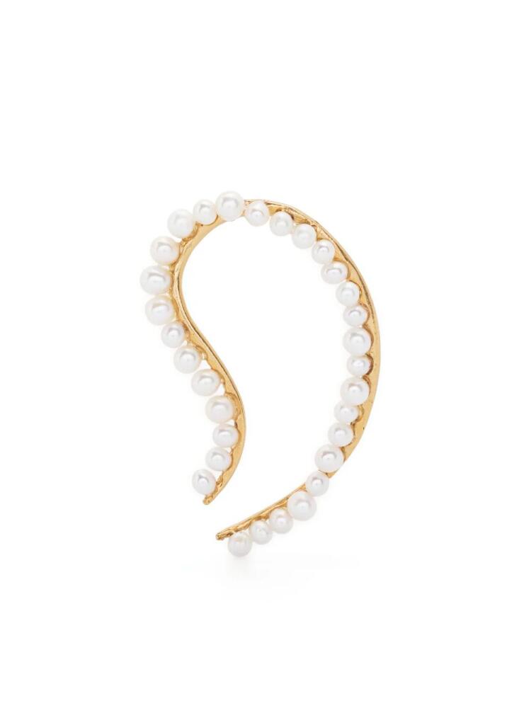 BEATRIZ PALACIOS Bandage pearl-embellished single earring - Gold Cover