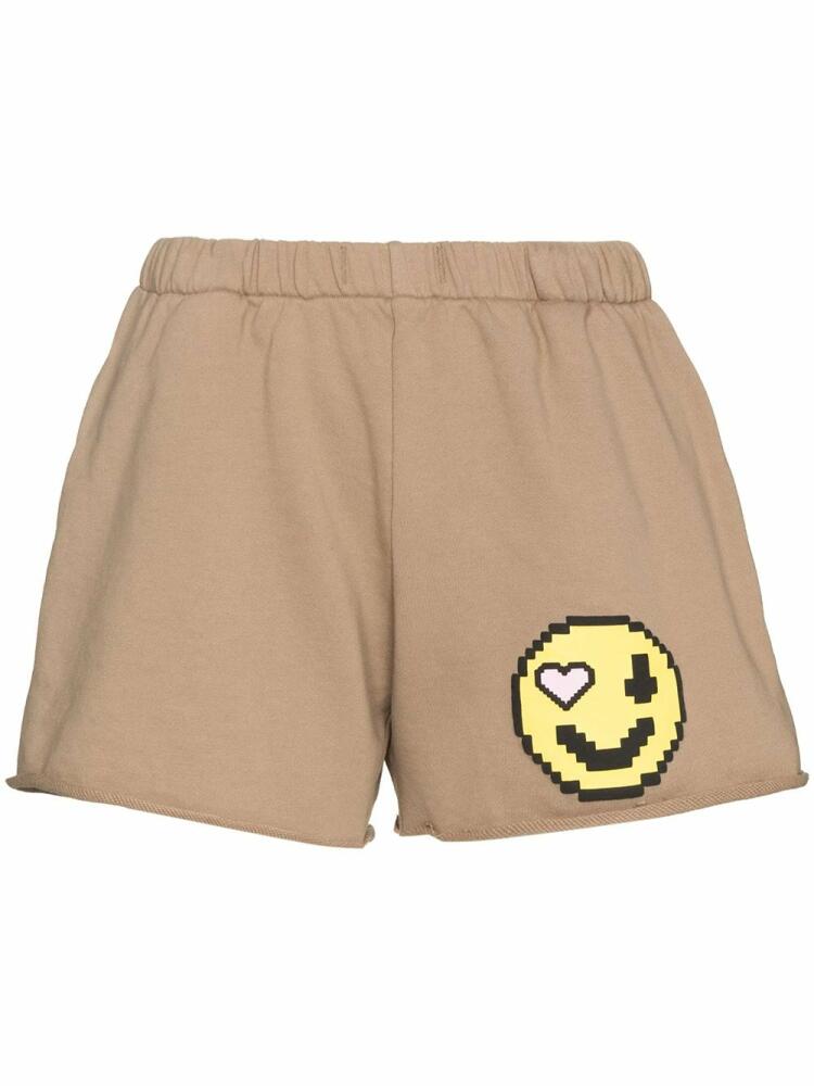 Natasha Zinko Emoji-print track shorts - Neutrals Cover