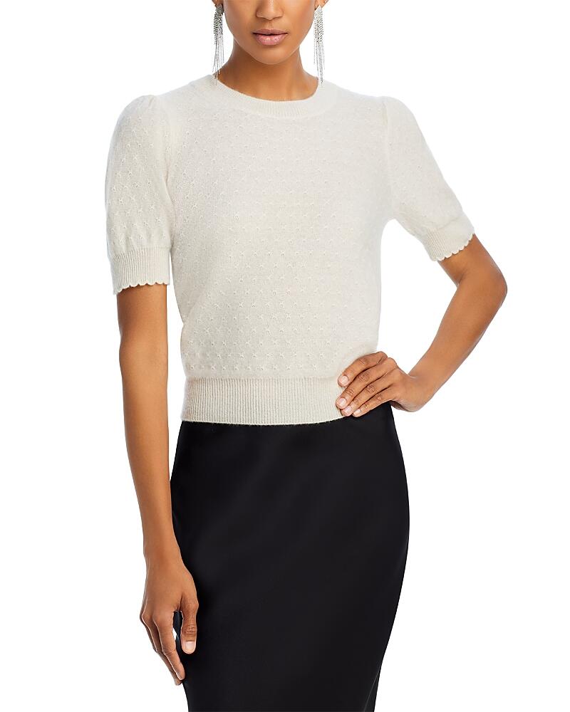 Frame Cashmere Pointelle Puff Sleeve Sweater Cover