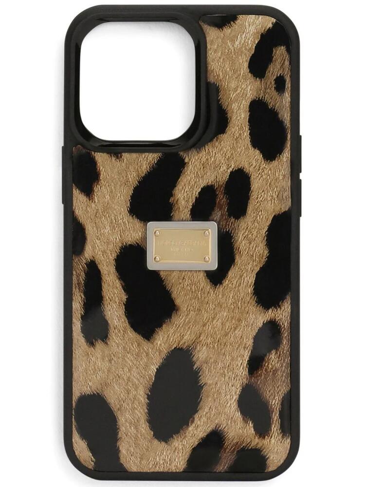 Dolce & Gabbana leopard-print iPhone 14 Pro case - Black Cover