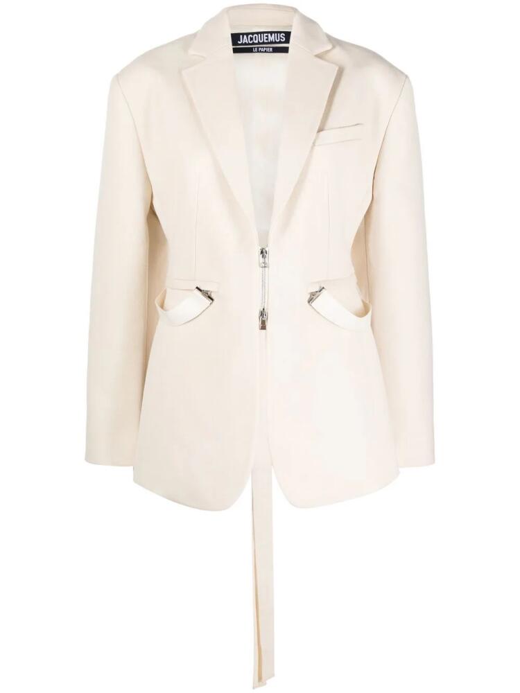 Jacquemus virgin wool zip-up blazer - Neutrals Cover