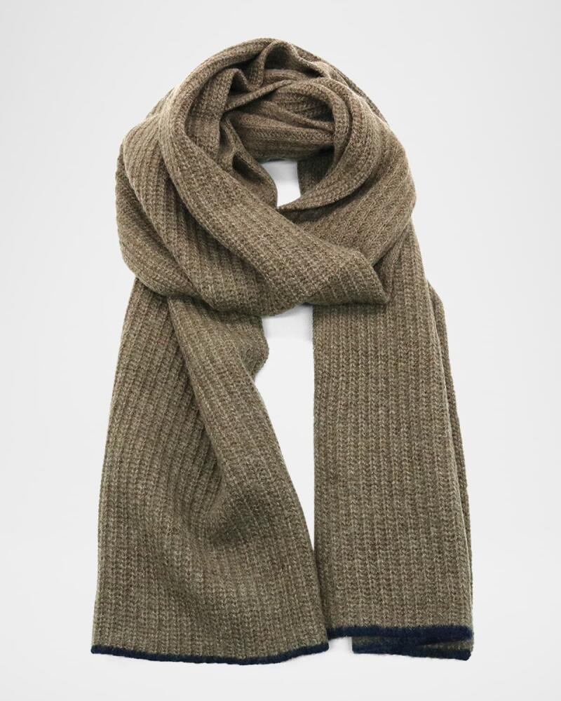 Portolano Men's Ribbed Cashmere Contrast-Tip Scarf Cover