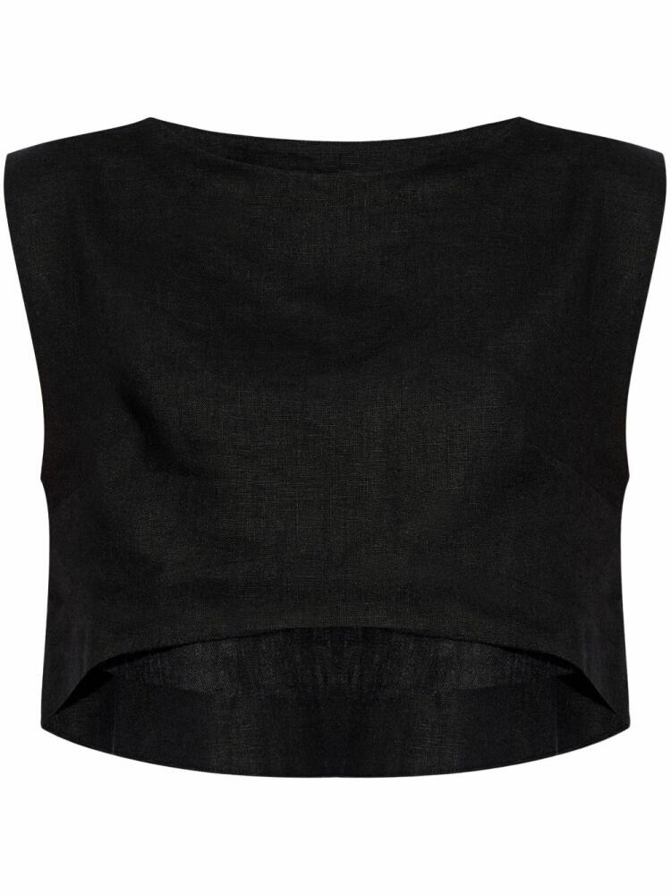 Posse Martina linen crop top - Black Cover