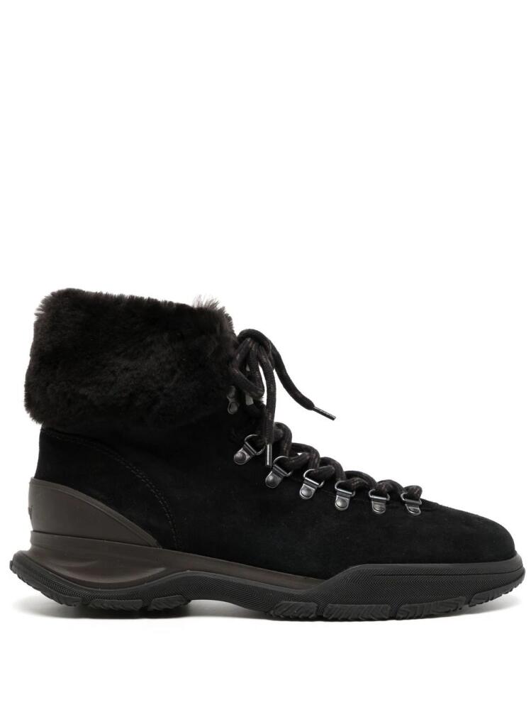 Brioni fur-trim lace-up boots - Black Cover