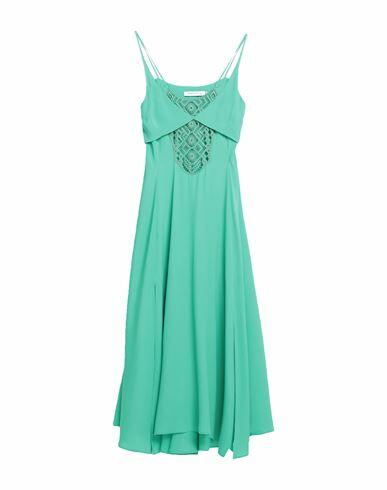 Simona Corsellini Woman Maxi dress Green Acetate, Silk Cover