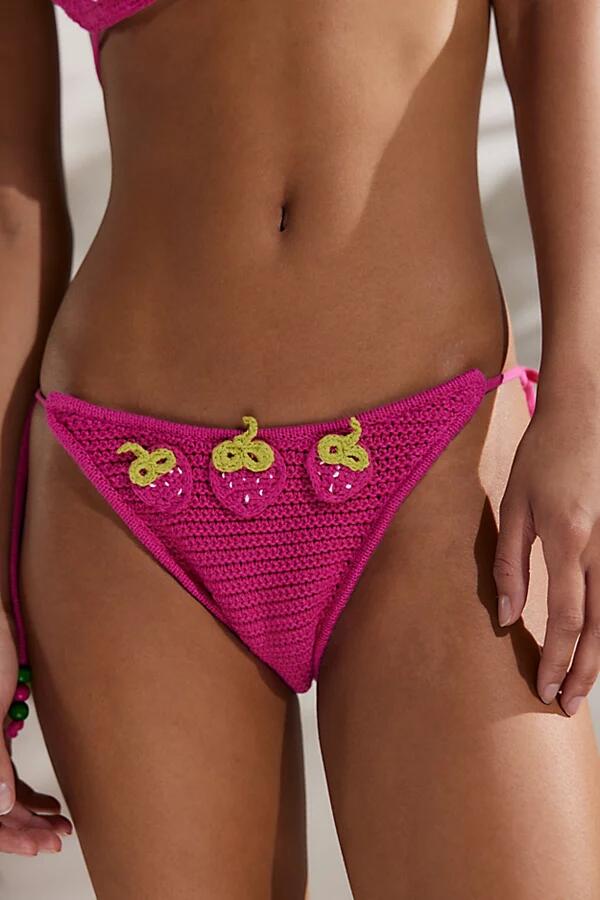 Out From Under Strawberry Fields Swirl Crochet Bikini Bottom in Pink Cover