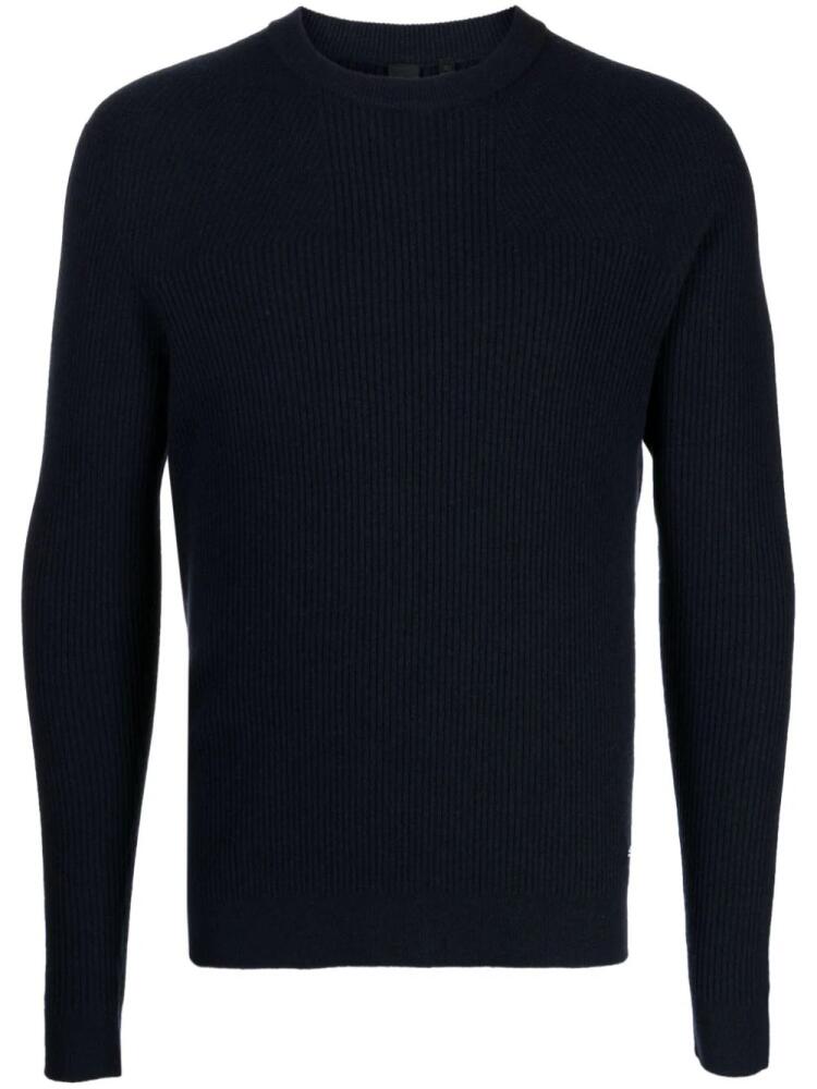 Alpha Tauri logo-plaque ribbed-knit jumper - Blue Cover